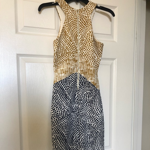 H&M gold and navy midi dress - Picture 3 of 5